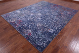 Blue Persian Hand Knotted Wool & Silk Rug - 8' 1" X 10' 0" - Golden Nile