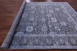 Grey Persian Hand Knotted Wool & Silk Rug - 9' 0" X 11' 10" - Golden Nile