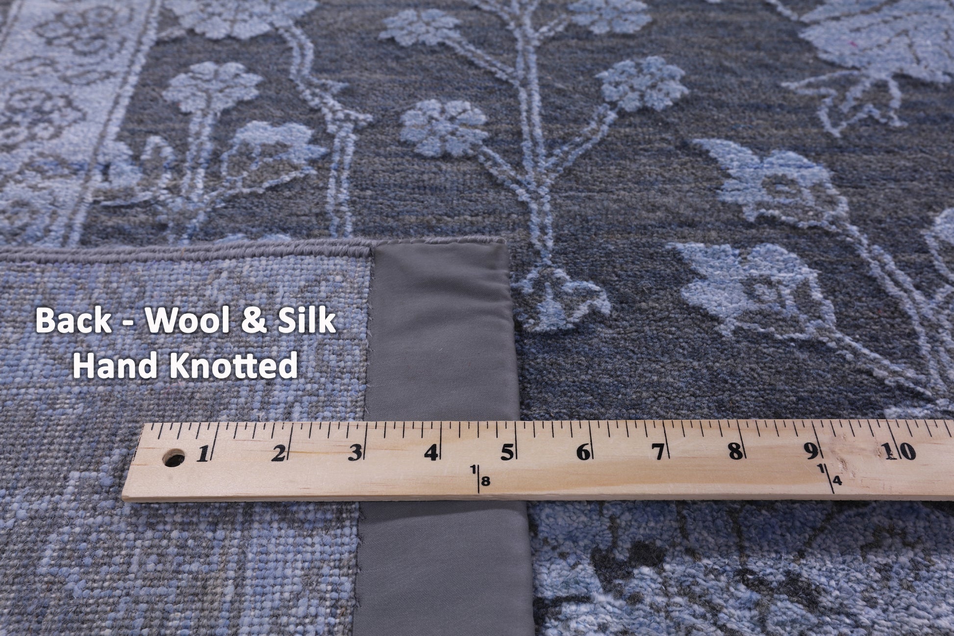 Grey Persian Hand Knotted Wool & Silk Rug - 9' 0" X 11' 10" - Golden Nile
