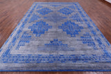 Blue Persian Gabbeh Hand Knotted Wool & Silk Rug - 9' 0" X 12' 4" - Golden Nile