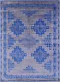 Blue Persian Gabbeh Hand Knotted Wool & Silk Rug - 9' 0" X 12' 4" - Golden Nile