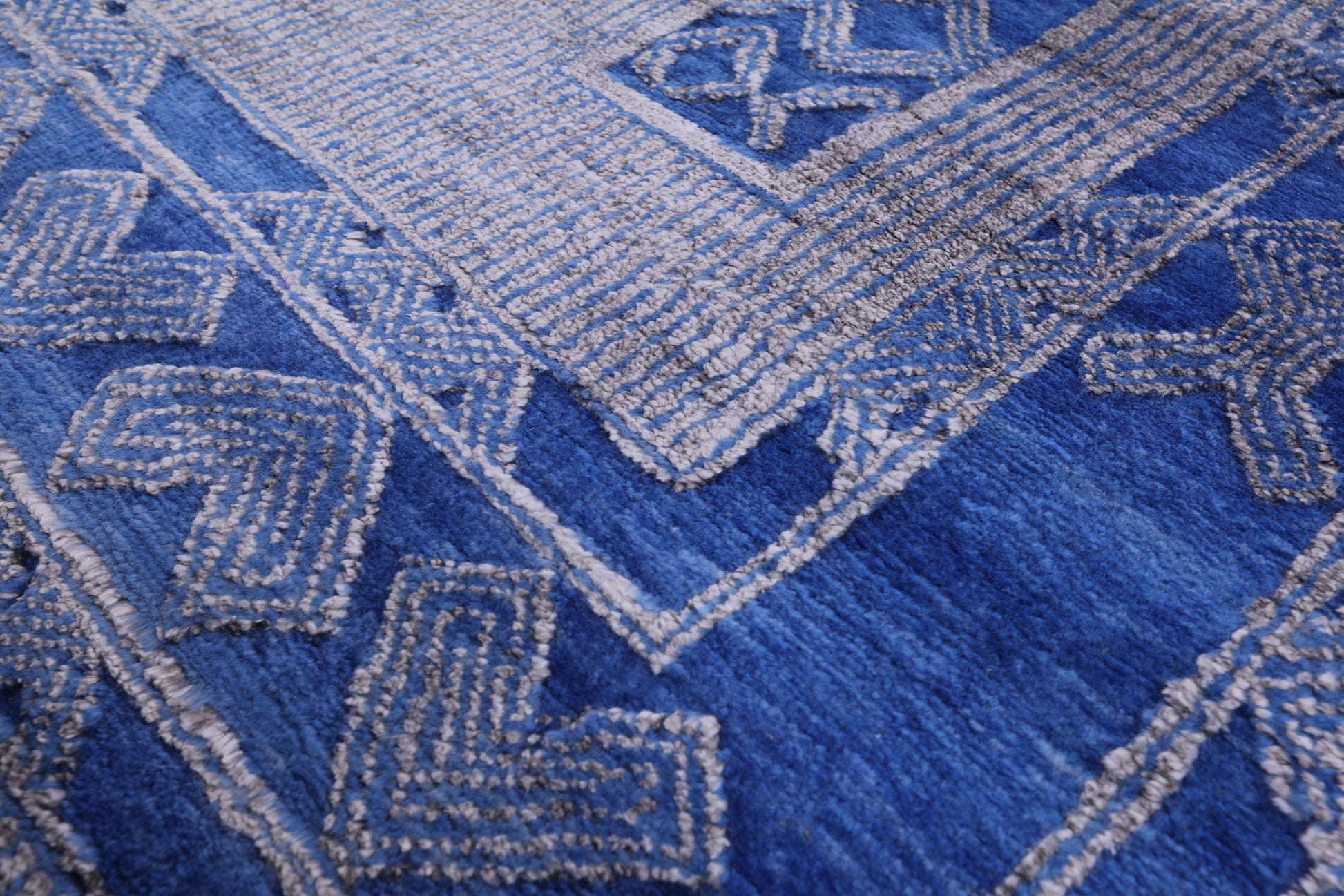 Blue Persian Gabbeh Hand Knotted Wool & Silk Rug - 9' 0" X 12' 4" - Golden Nile
