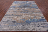 Abstract Modern Hand Knotted Wool & Silk Rug - 7' 11" X 10' 1" - Golden Nile