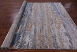 Abstract Modern Hand Knotted Wool & Silk Rug - 7' 11" X 10' 1" - Golden Nile