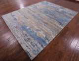 Abstract Modern Hand Knotted Wool & Silk Rug - 7' 11" X 10' 1" - Golden Nile