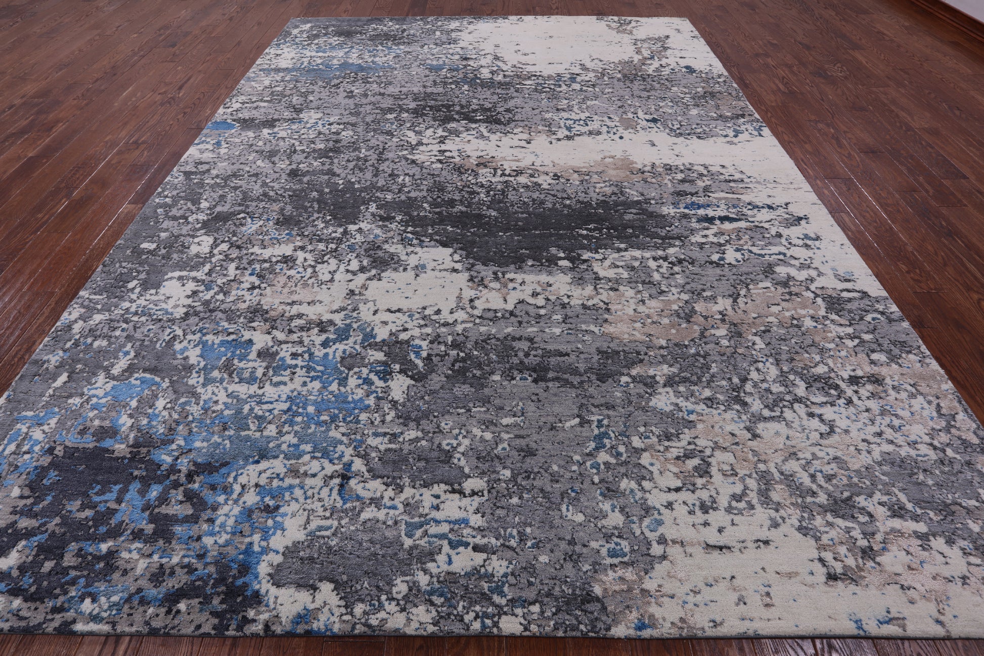 Abstract Contemporary Hand Knotted Wool & Silk Rug - 9' 0" X 12' 0" - Golden Nile