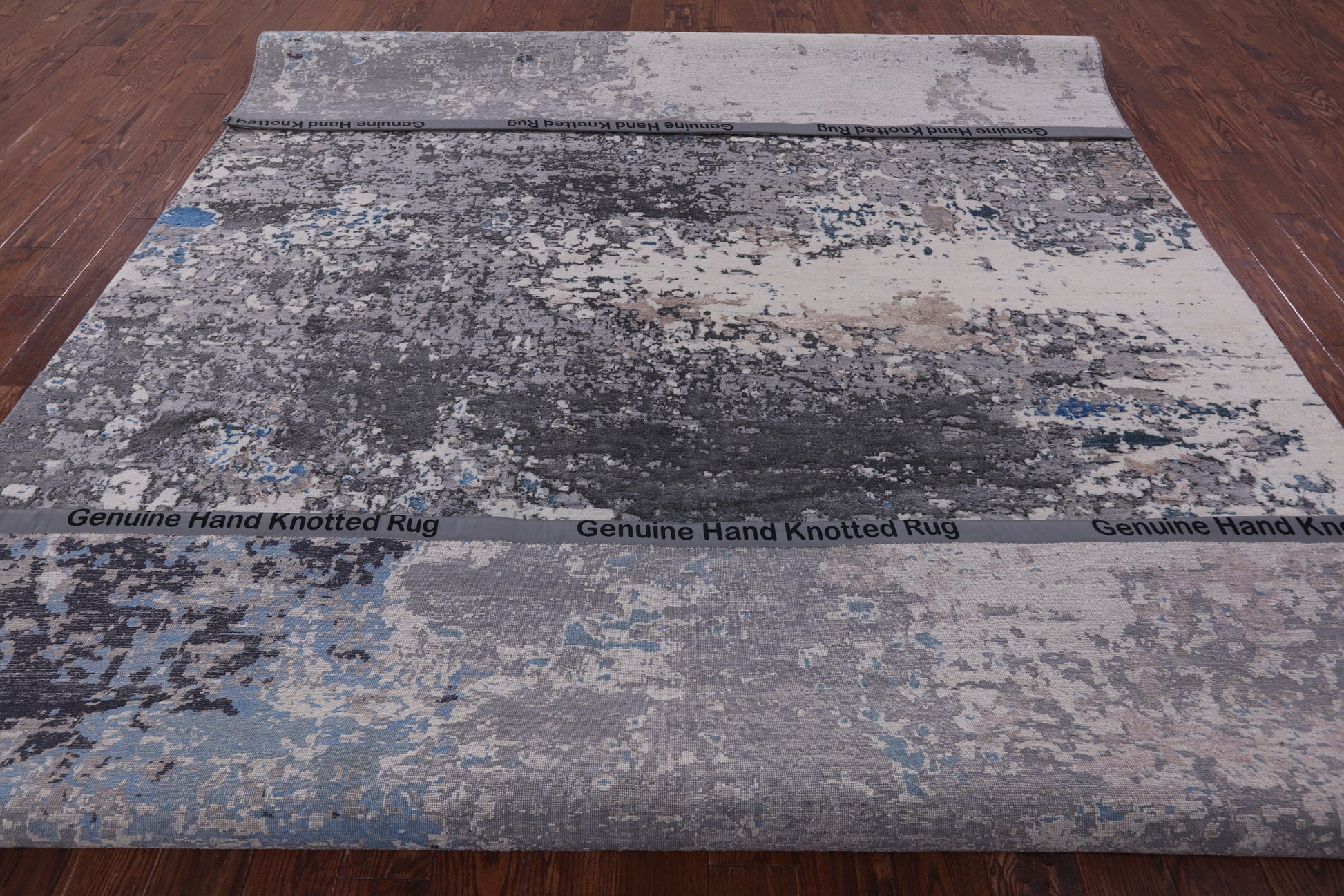 Abstract Contemporary Hand Knotted Wool & Silk Rug - 9' 0" X 12' 0" - Golden Nile