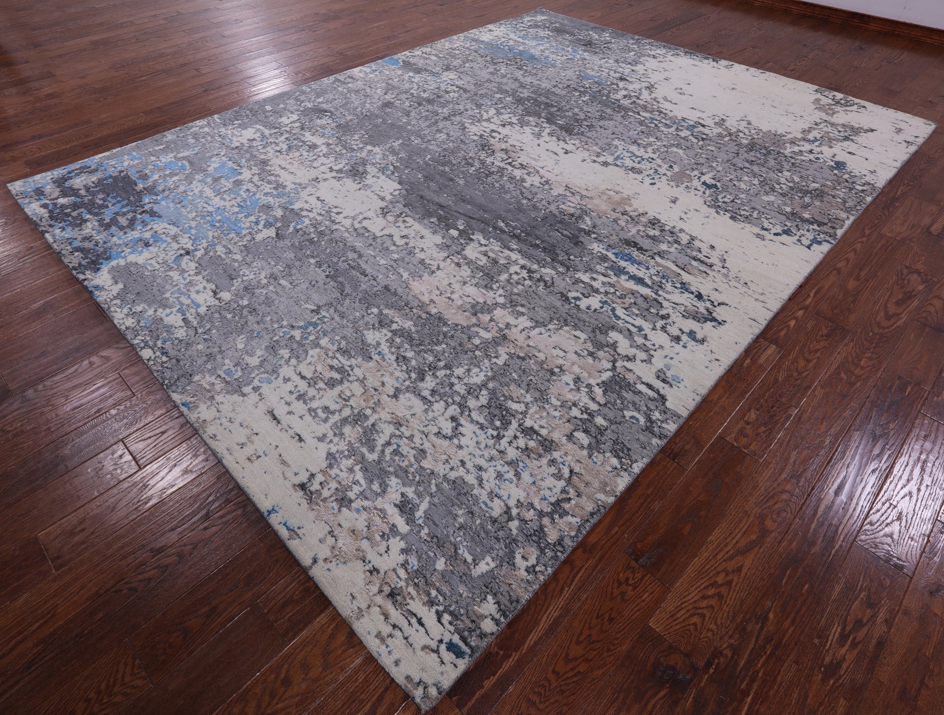 Abstract Contemporary Hand Knotted Wool & Silk Rug - 9' 0" X 12' 0" - Golden Nile