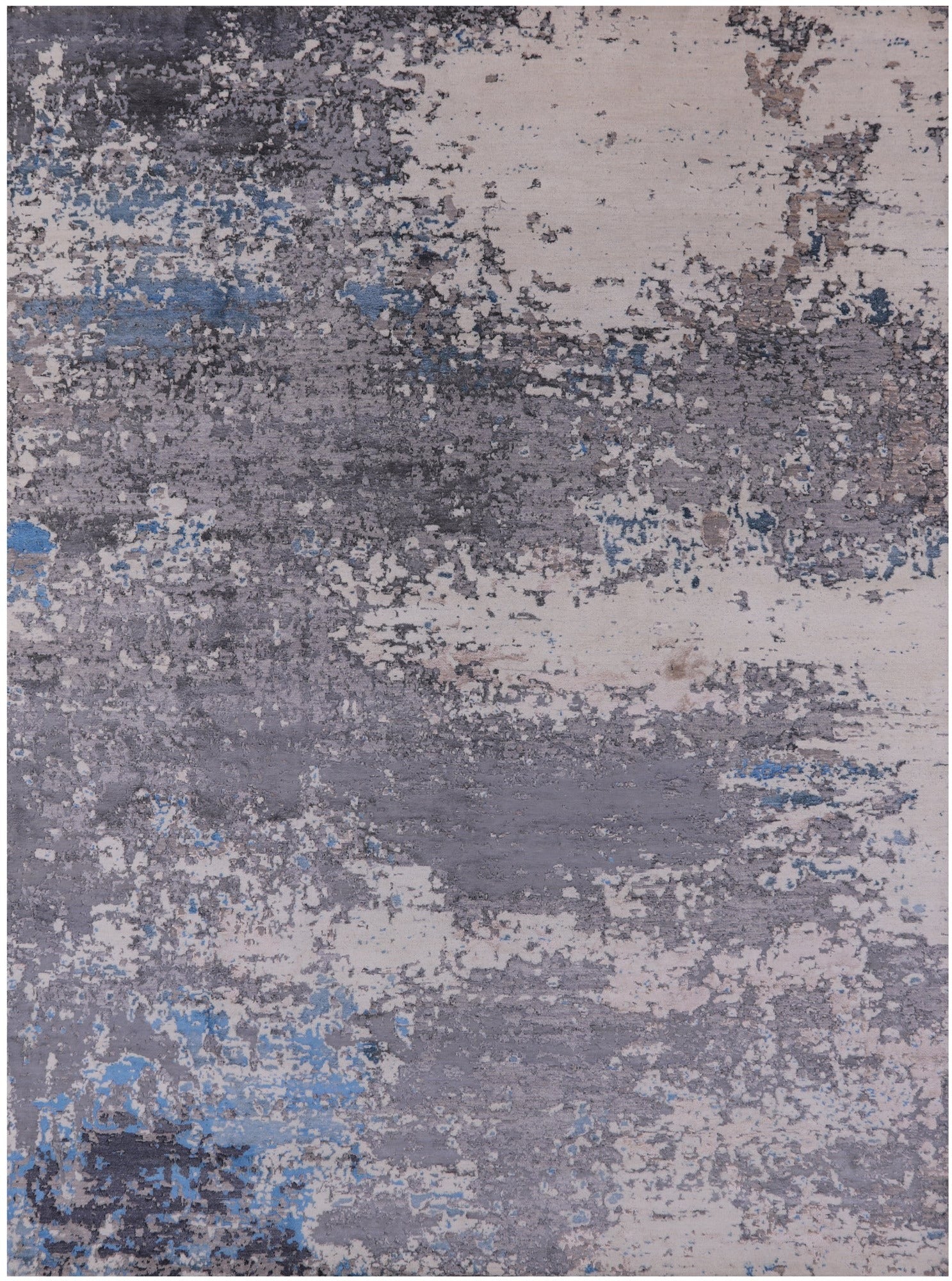 Abstract Contemporary Hand Knotted Wool & Silk Rug - 9' 0" X 12' 0" - Golden Nile