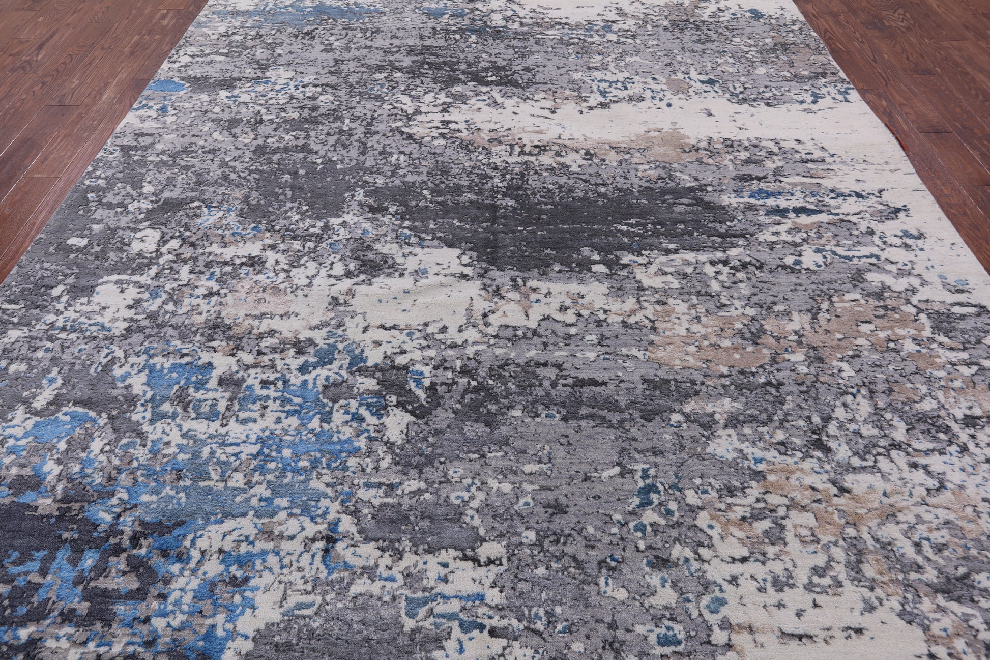 Abstract Contemporary Hand Knotted Wool & Silk Rug - 9' 0" X 12' 0" - Golden Nile