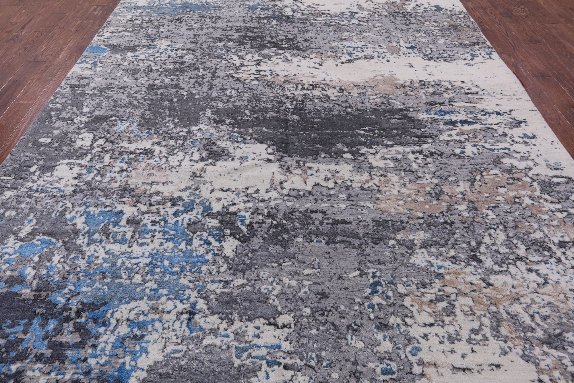 Abstract Contemporary Hand Knotted Wool & Silk Rug - 9' 0" X 12' 0" - Golden Nile