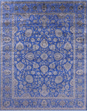 Blue Persian Hand Knotted Wool & Silk Rug - 8' 1" X 10' 6" - Golden Nile