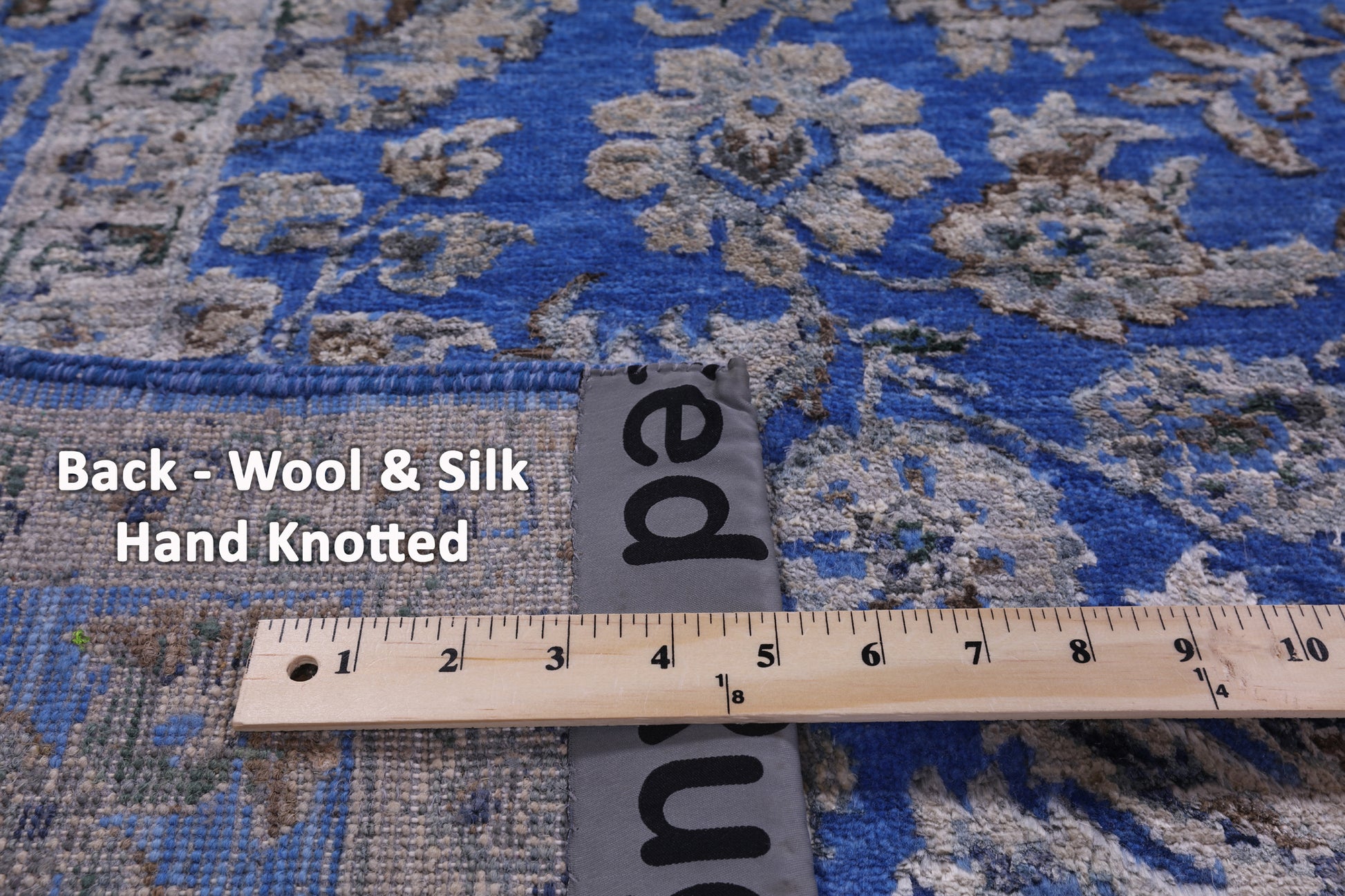 Blue Persian Hand Knotted Wool & Silk Rug - 8' 1" X 10' 6" - Golden Nile