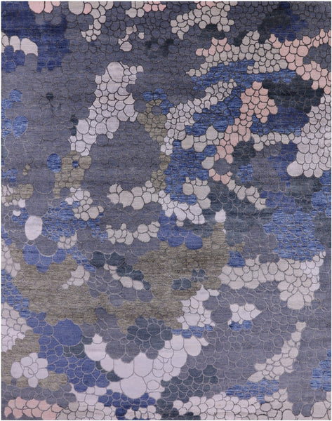 Abstract Contemporary Handmade Wool & Silk Rug - 8' 1" X 10' 2" - Golden Nile