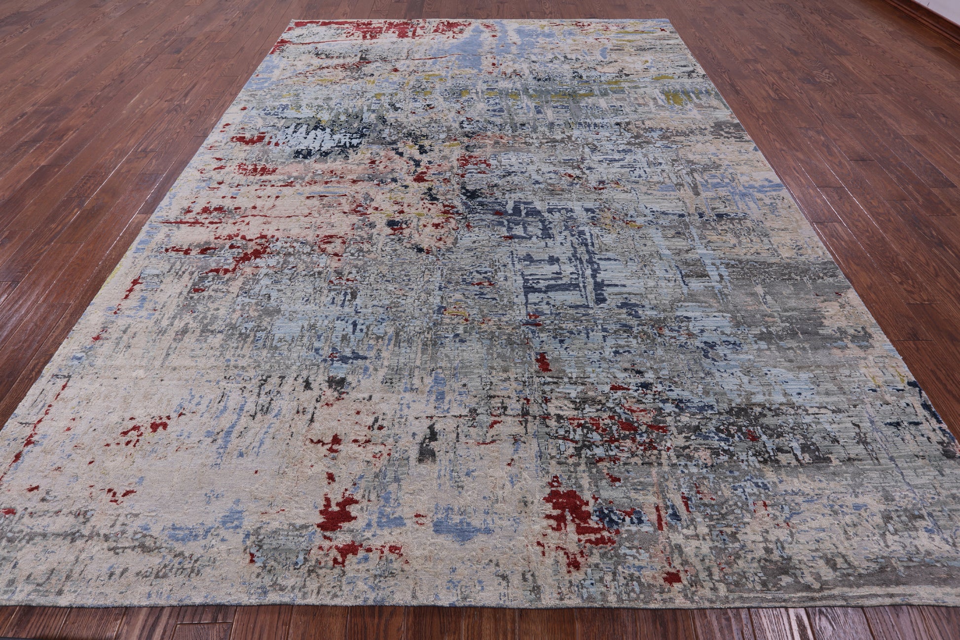 Abstract Modern Handmade Wool & Silk Rug - 8' 10" X 11' 10" - Golden Nile