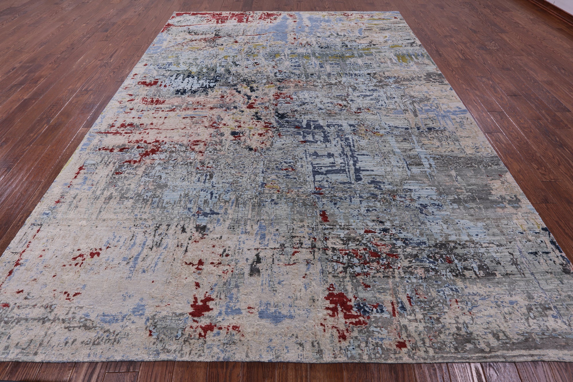 Abstract Modern Handmade Wool & Silk Rug - 8' 10" X 11' 10" - Golden Nile