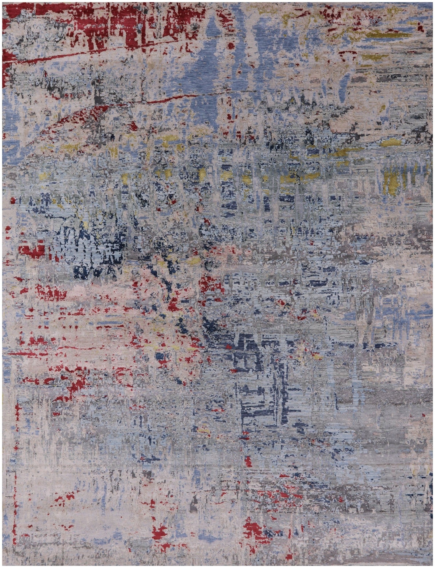 Abstract Modern Handmade Wool & Silk Rug - 8' 10" X 11' 10" - Golden Nile