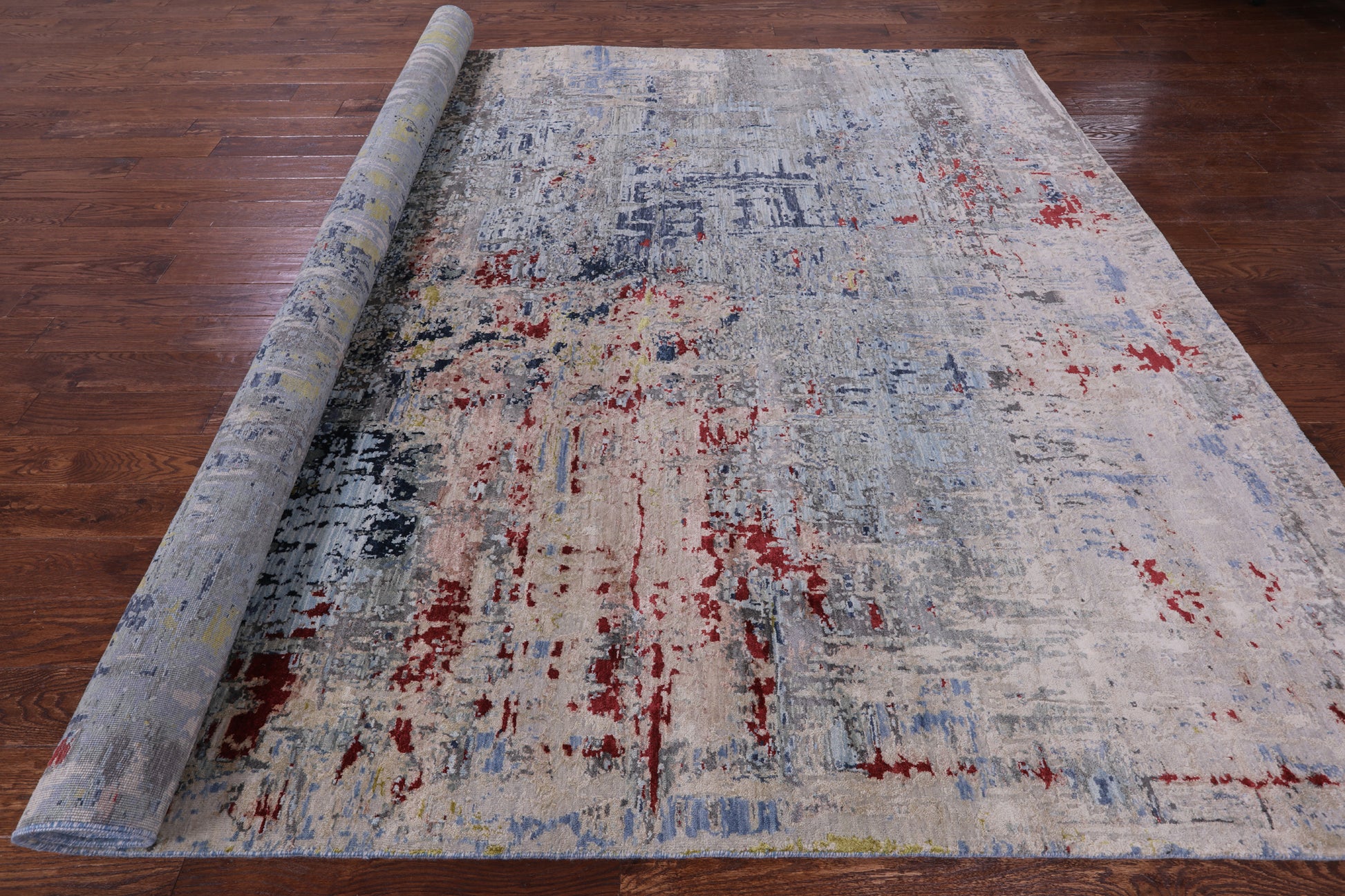 Abstract Modern Handmade Wool & Silk Rug - 8' 10" X 11' 10" - Golden Nile
