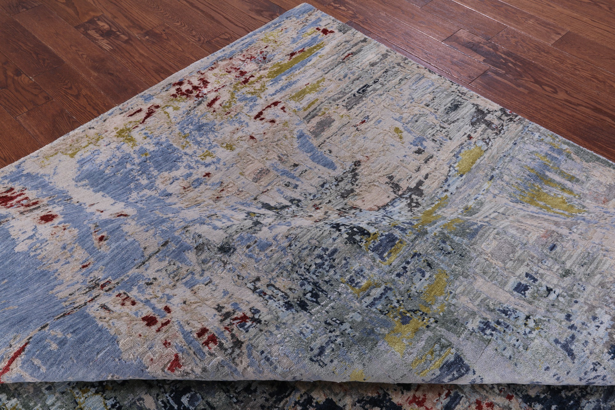 Abstract Modern Handmade Wool & Silk Rug - 8' 10" X 11' 10" - Golden Nile