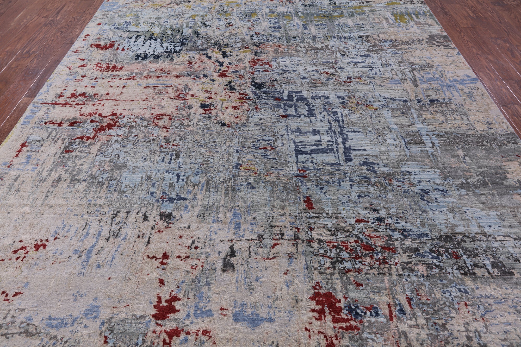 Abstract Modern Handmade Wool & Silk Rug - 8' 10" X 11' 10" - Golden Nile