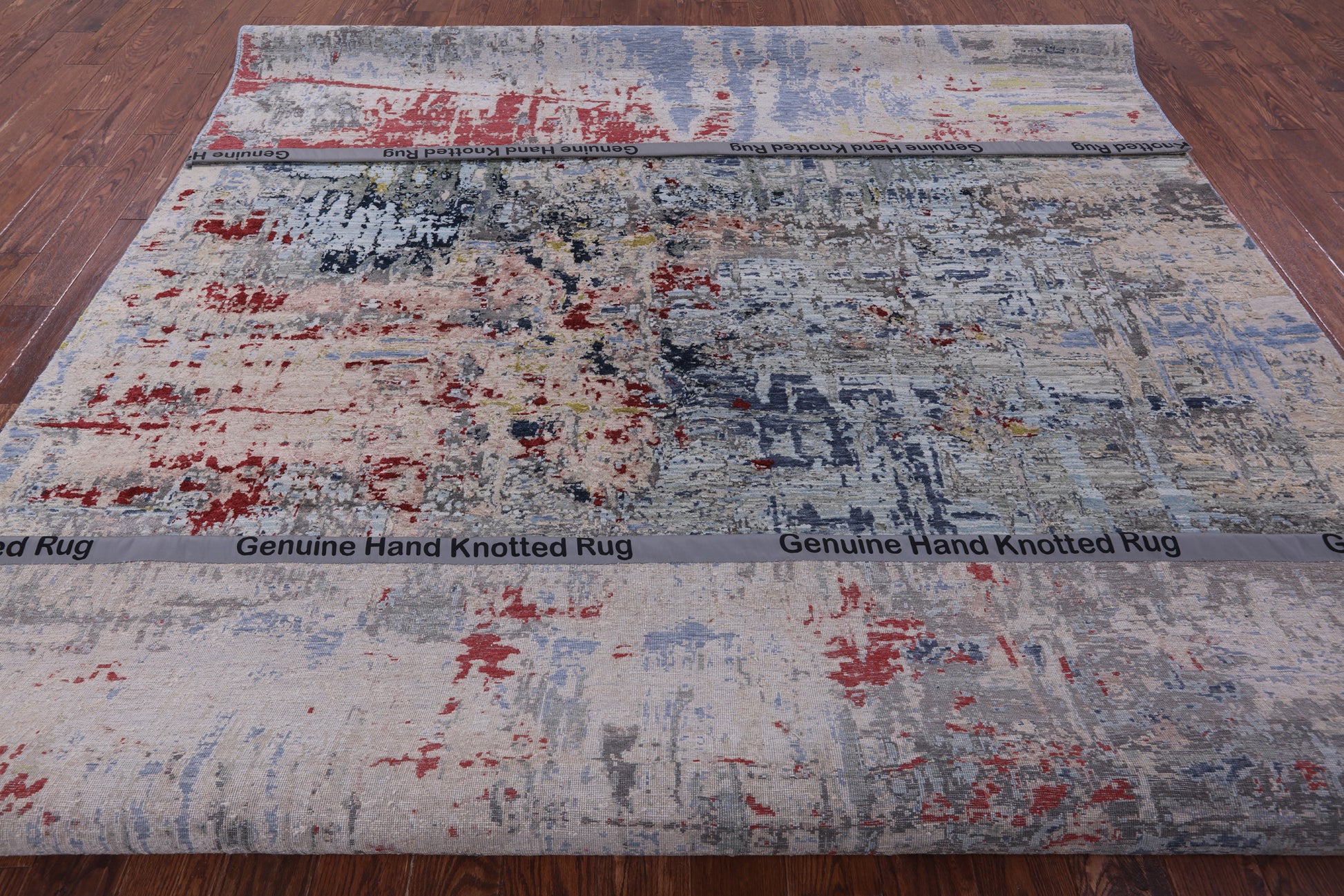 Abstract Modern Handmade Wool & Silk Rug - 8' 10" X 11' 10" - Golden Nile
