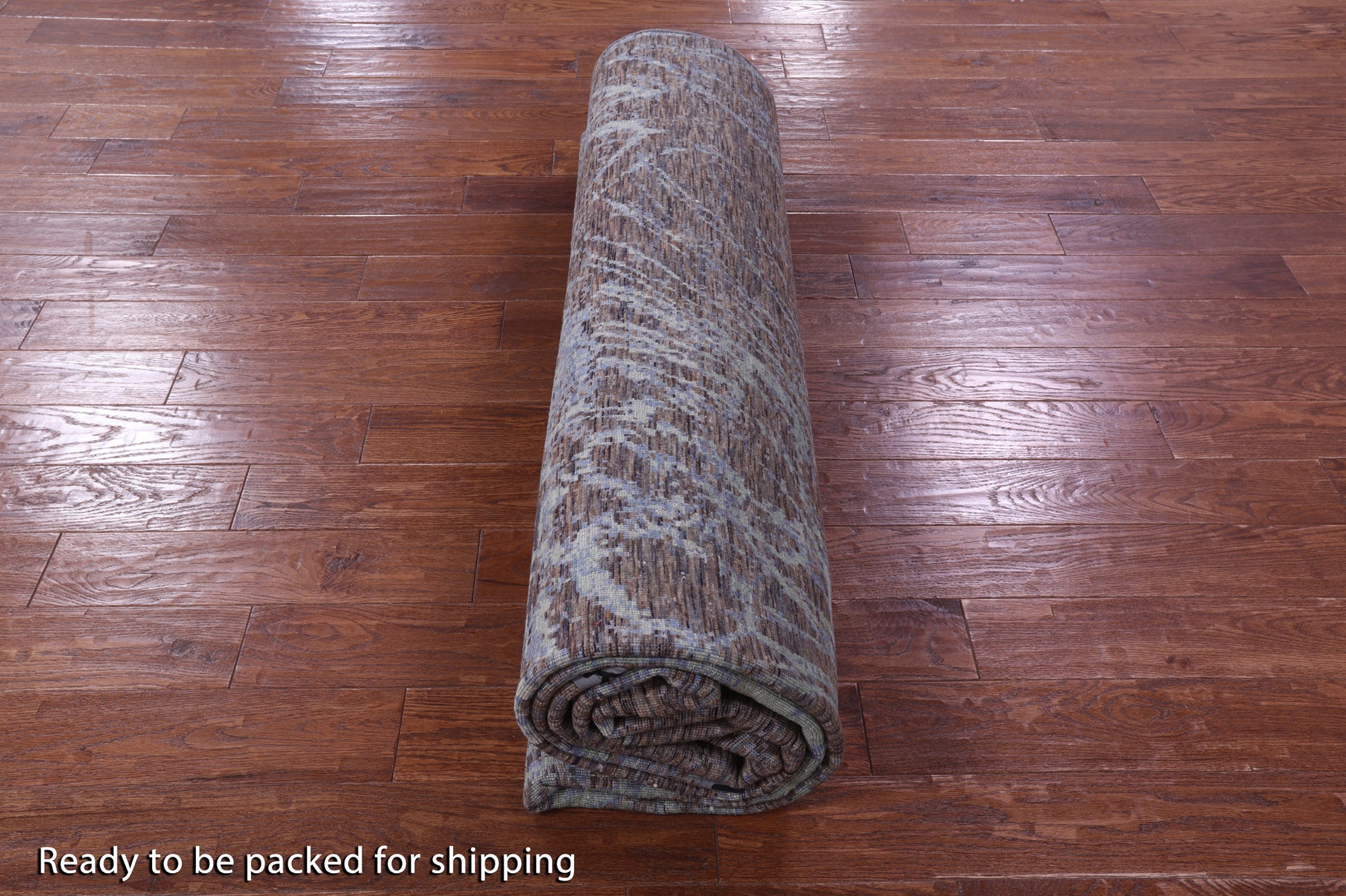 Lions Design Contemporary Hand Knotted Wool & Silk Rug - 9' 1" X 12' 2" - Golden Nile