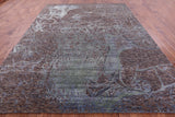 Lions Design Contemporary Hand Knotted Wool & Silk Rug - 9' 1" X 12' 2" - Golden Nile