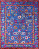 Blue Persian Hand Knotted Wool & Silk Rug - 9' 2" X 11' 11" - Golden Nile