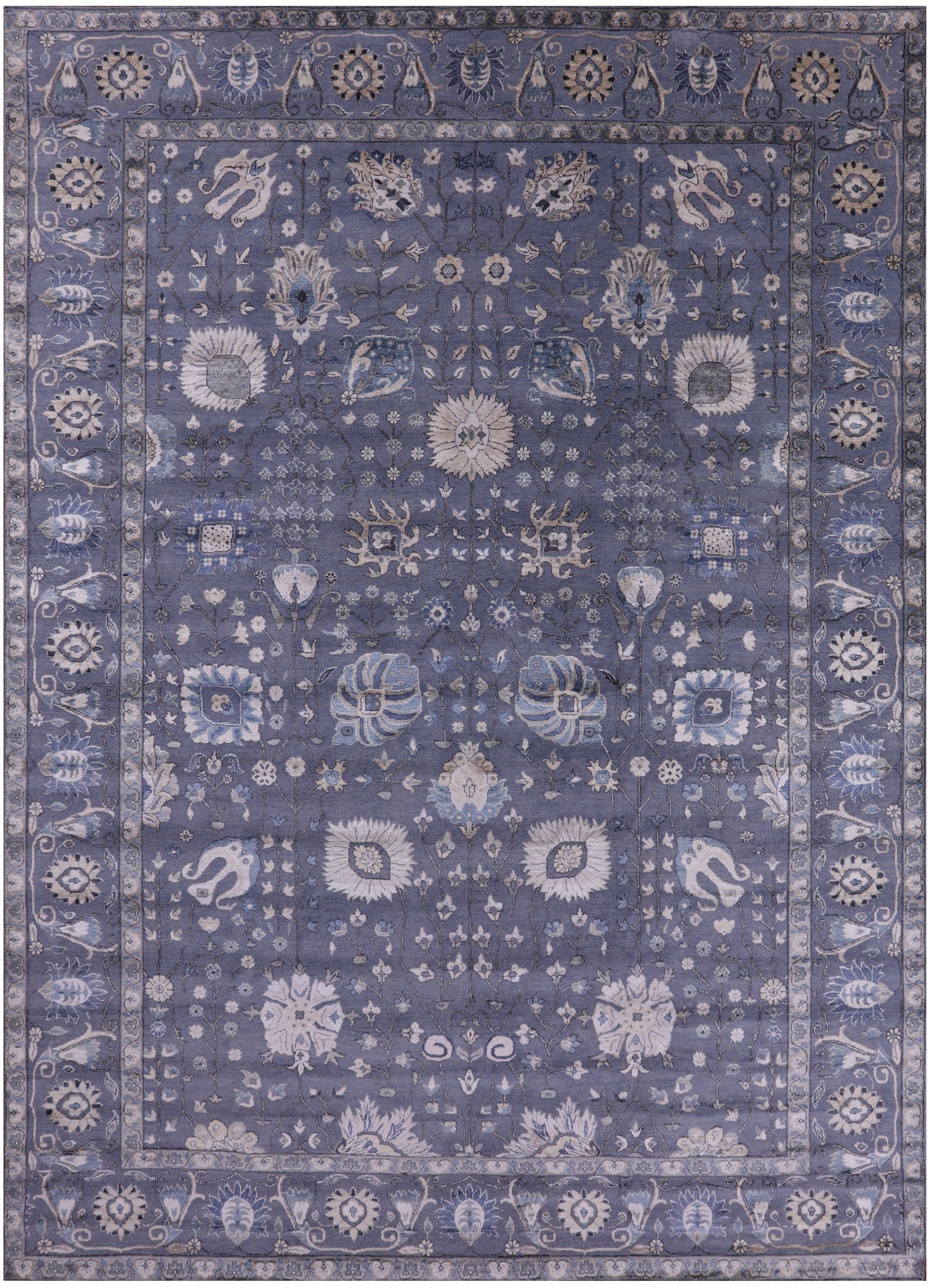 Grey Persian Handmade Wool & Silk Rug - 10' 1" X 14' 1" - Golden Nile