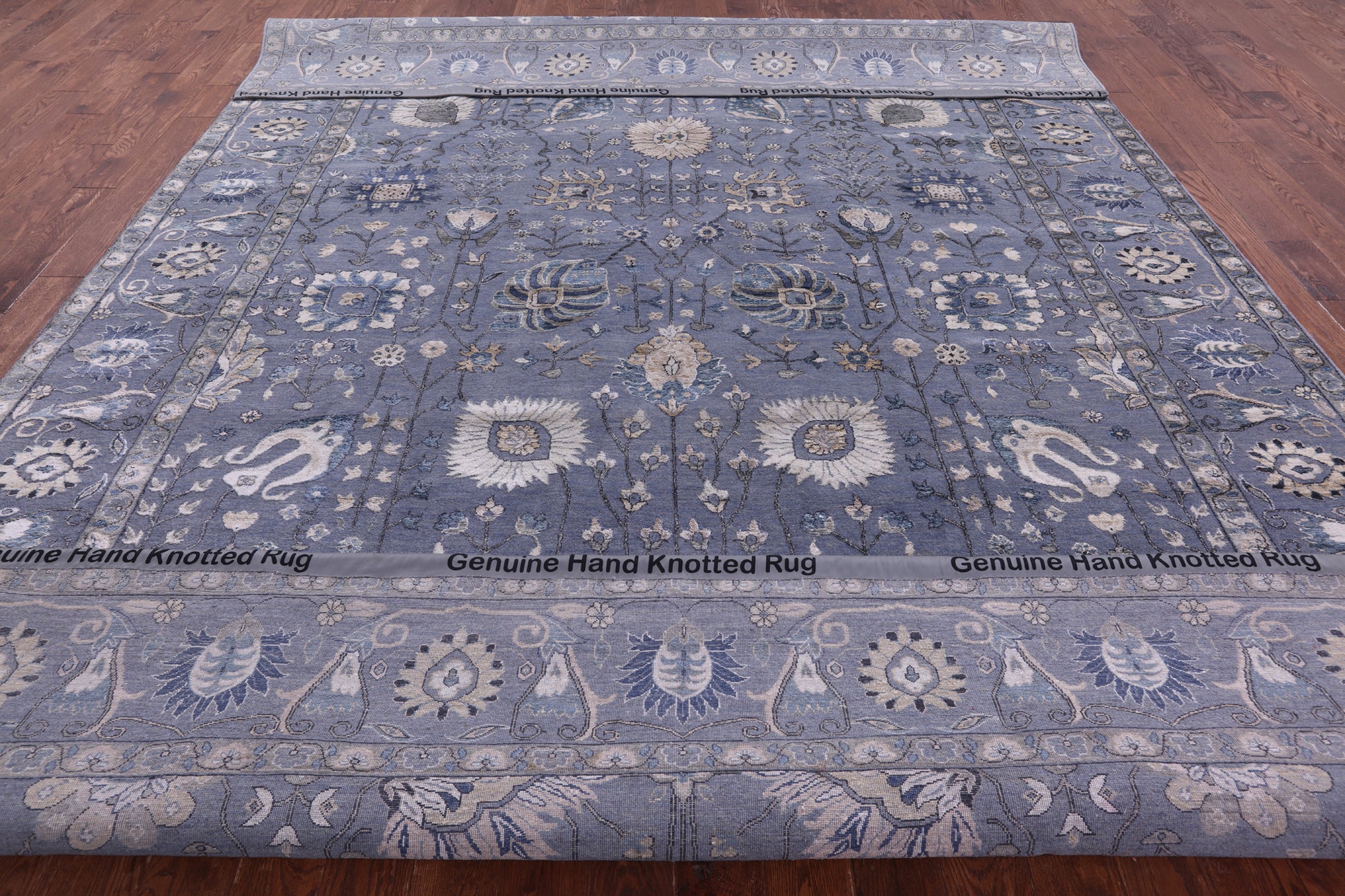 Grey Persian Handmade Wool & Silk Rug - 10' 1" X 14' 1" - Golden Nile