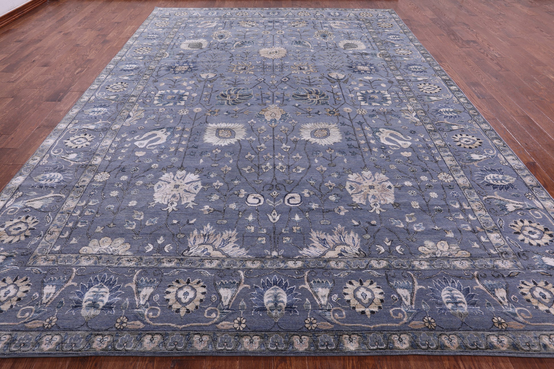 Grey Persian Handmade Wool & Silk Rug - 10' 1" X 14' 1" - Golden Nile