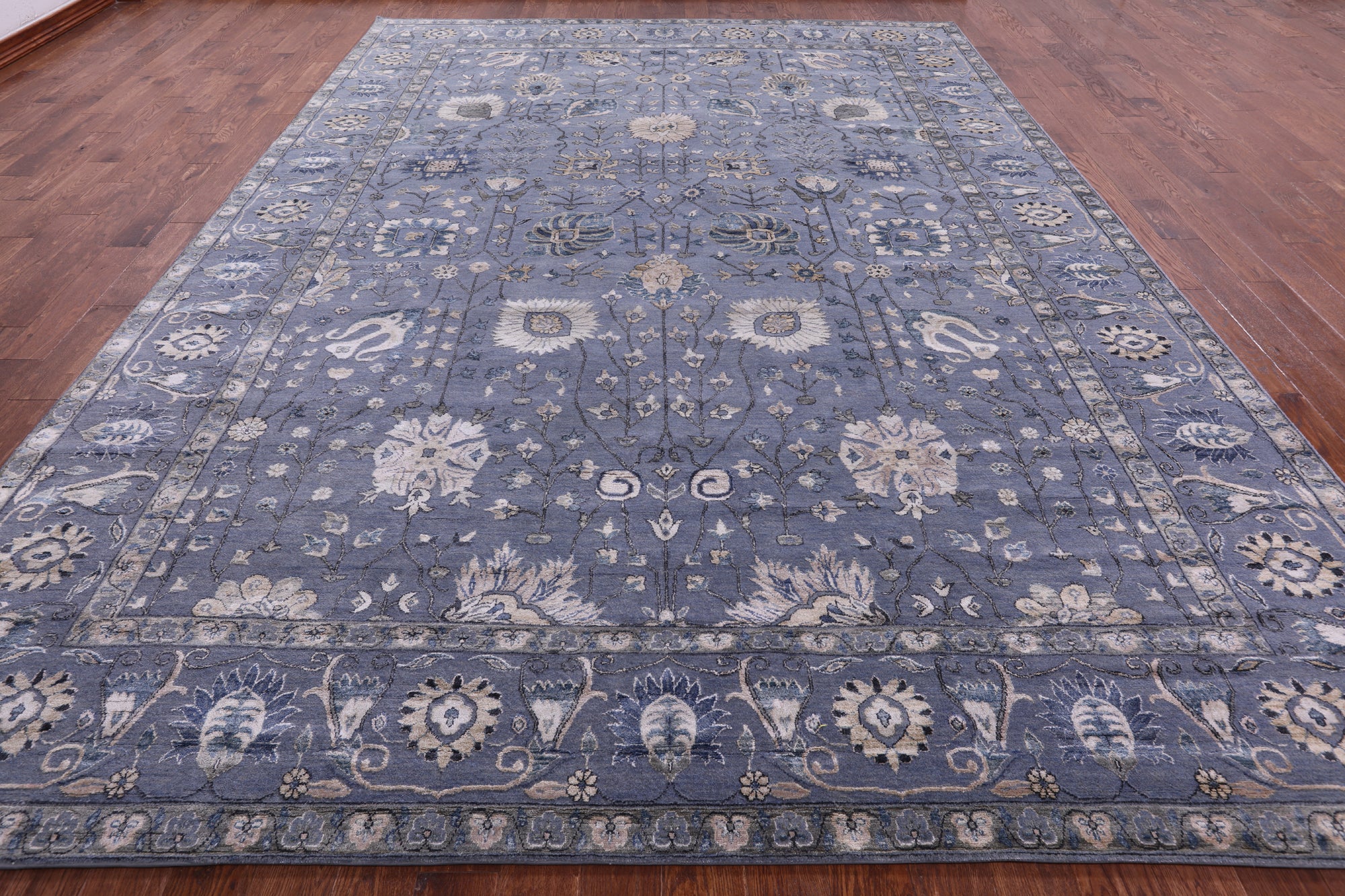 Grey Persian Handmade Wool & Silk Rug - 10' 1" X 14' 1" - Golden Nile