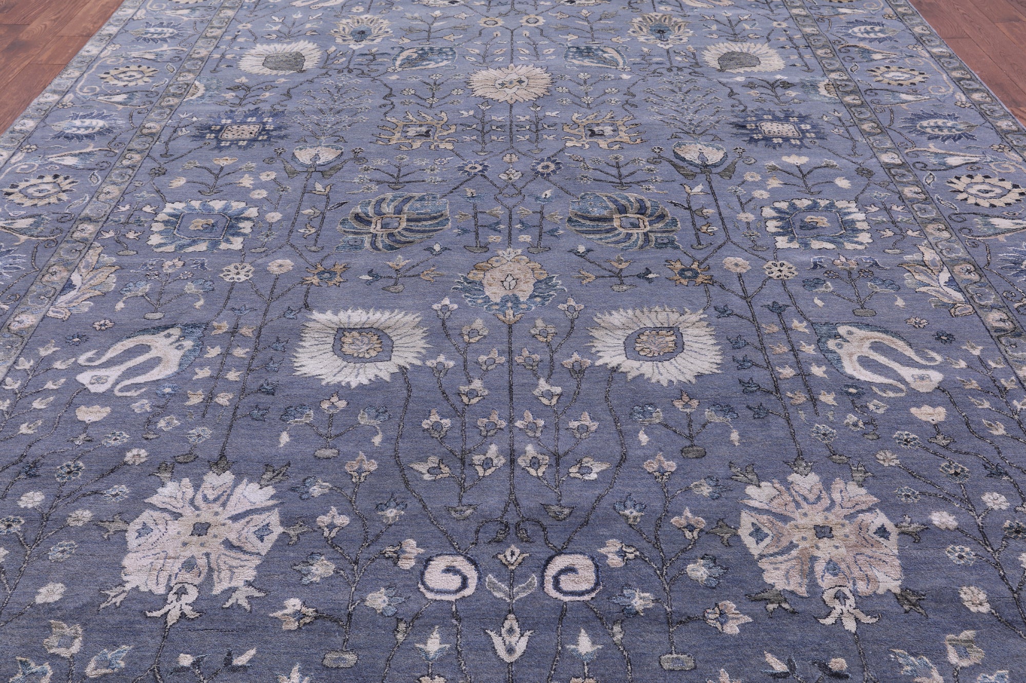 Grey Persian Handmade Wool & Silk Rug - 10' 1" X 14' 1" - Golden Nile