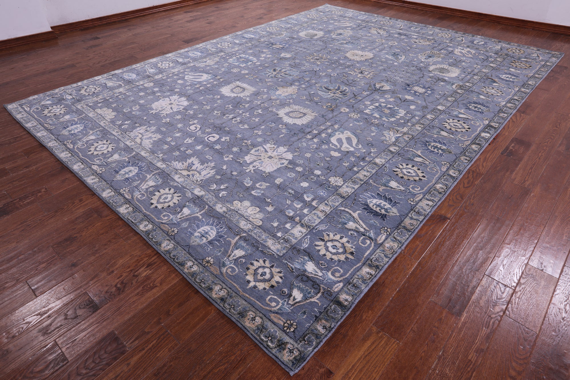 Grey Persian Handmade Wool & Silk Rug - 10' 1" X 14' 1" - Golden Nile