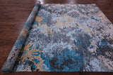 Abstract Modern Hand Knotted Wool & Silk Rug - 9' 0" X 12' 1" - Golden Nile