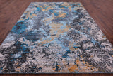 Abstract Modern Hand Knotted Wool & Silk Rug - 9' 0" X 12' 1" - Golden Nile