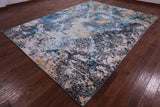 Abstract Modern Hand Knotted Wool & Silk Rug - 9' 0" X 12' 1" - Golden Nile