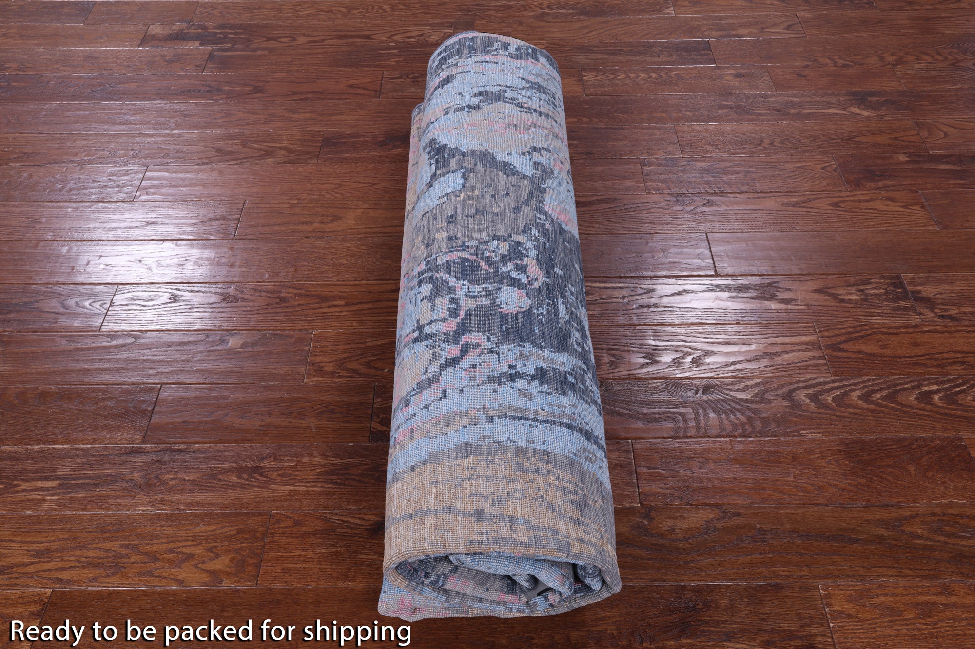 Abstract Modern Hand Knotted Wool & Silk Rug - 7' 11" X 10' 1" - Golden Nile