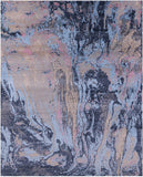 Abstract Modern Hand Knotted Wool & Silk Rug - 7' 11" X 10' 1" - Golden Nile