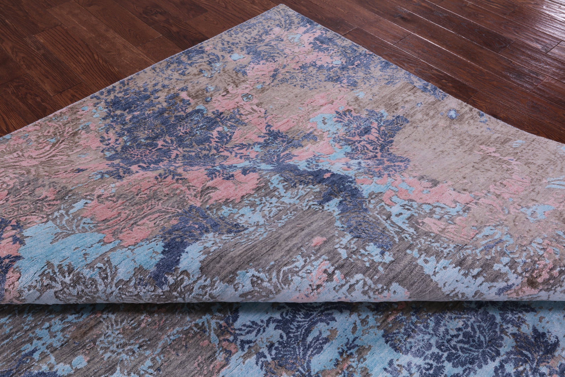 Abstract Modern Hand Knotted Wool & Silk Rug - 9' 0" X 12' 2" - Golden Nile