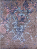 Abstract Modern Hand Knotted Wool & Silk Rug - 9' 0" X 12' 2" - Golden Nile