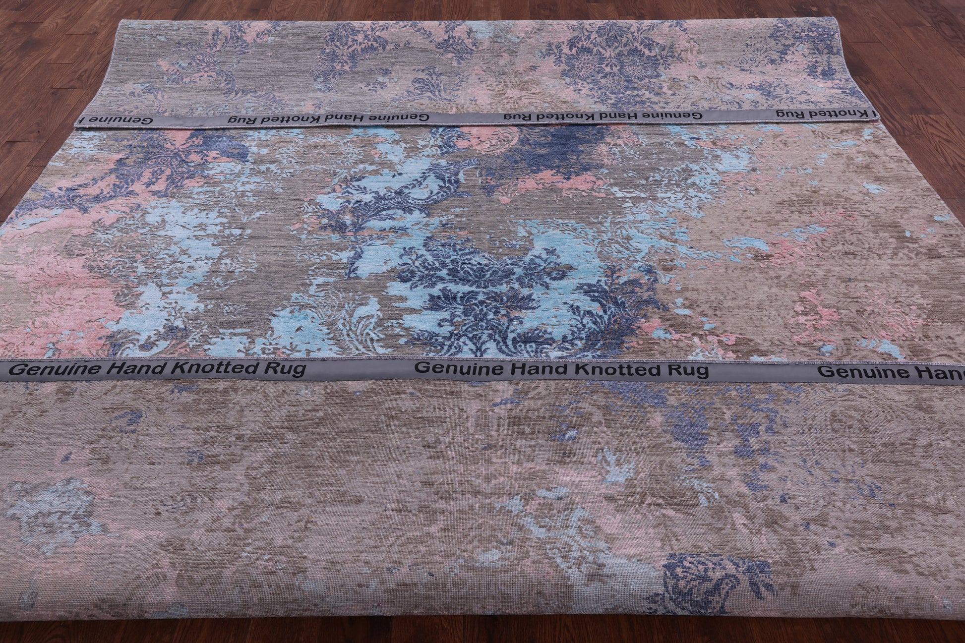 Abstract Modern Hand Knotted Wool & Silk Rug - 9' 0" X 12' 2" - Golden Nile