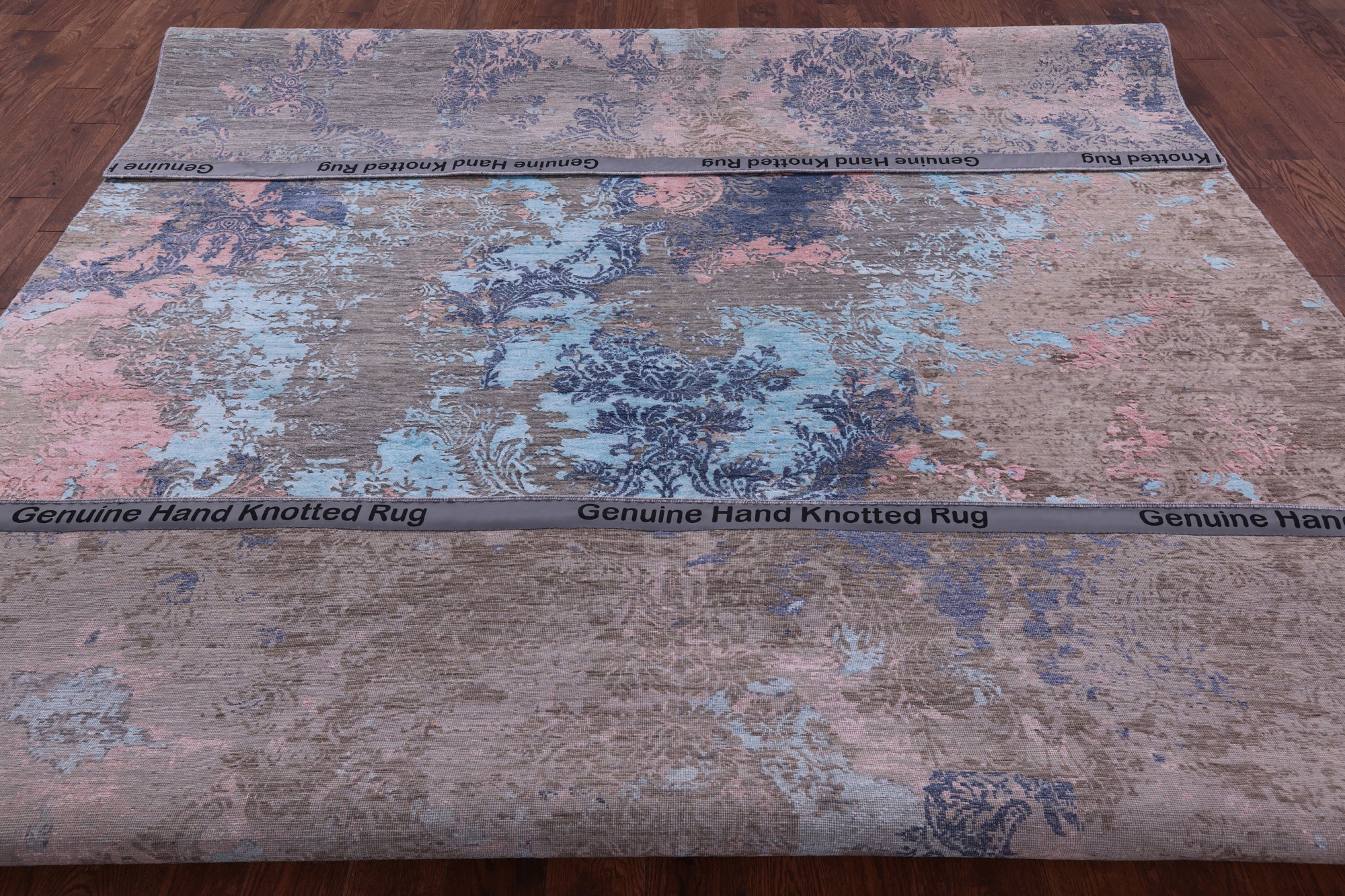 Abstract Modern Hand Knotted Wool & Silk Rug - 9' 0" X 12' 2" - Golden Nile