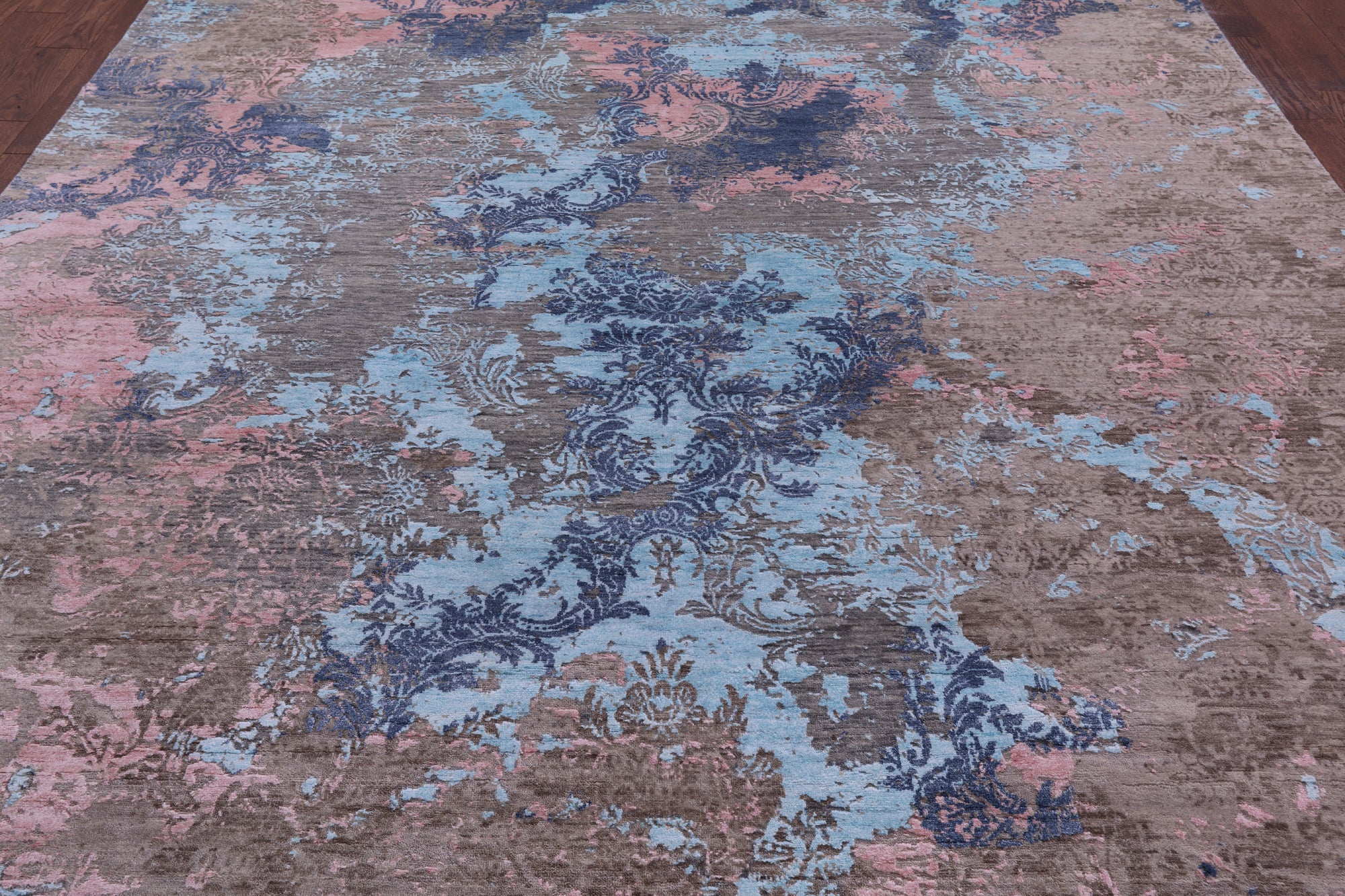 Abstract Modern Hand Knotted Wool & Silk Rug - 9' 0" X 12' 2" - Golden Nile