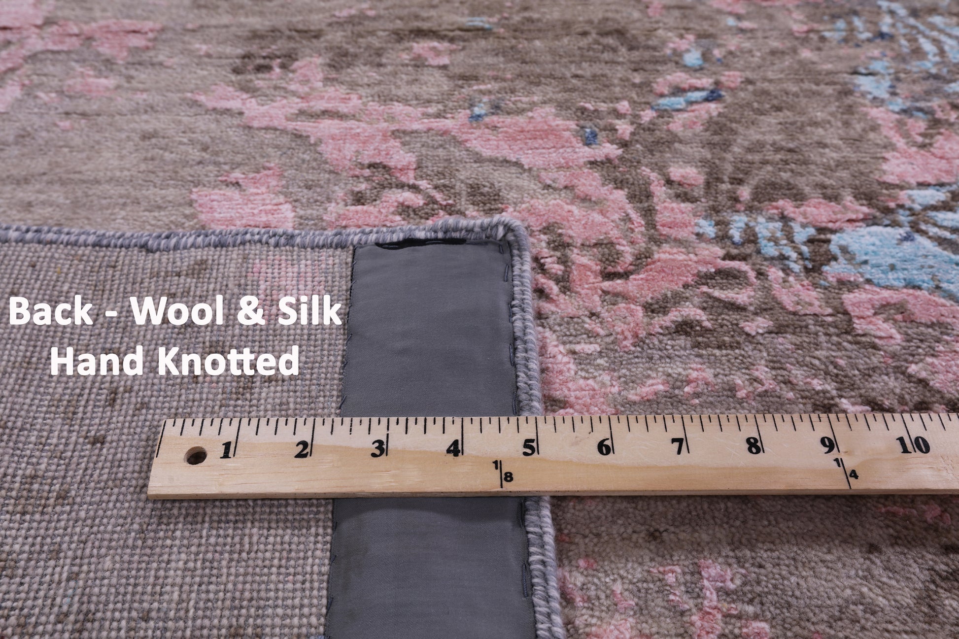 Abstract Modern Hand Knotted Wool & Silk Rug - 9' 0" X 12' 2" - Golden Nile