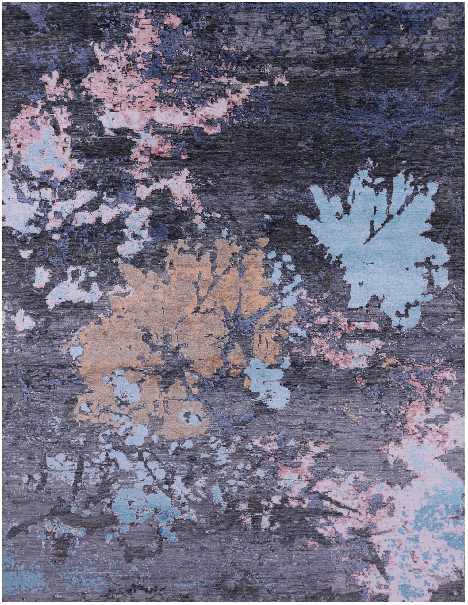 Abstract Modern Hand Knotted Wool & Silk Rug - 8' 0" X 10' 3" - Golden Nile