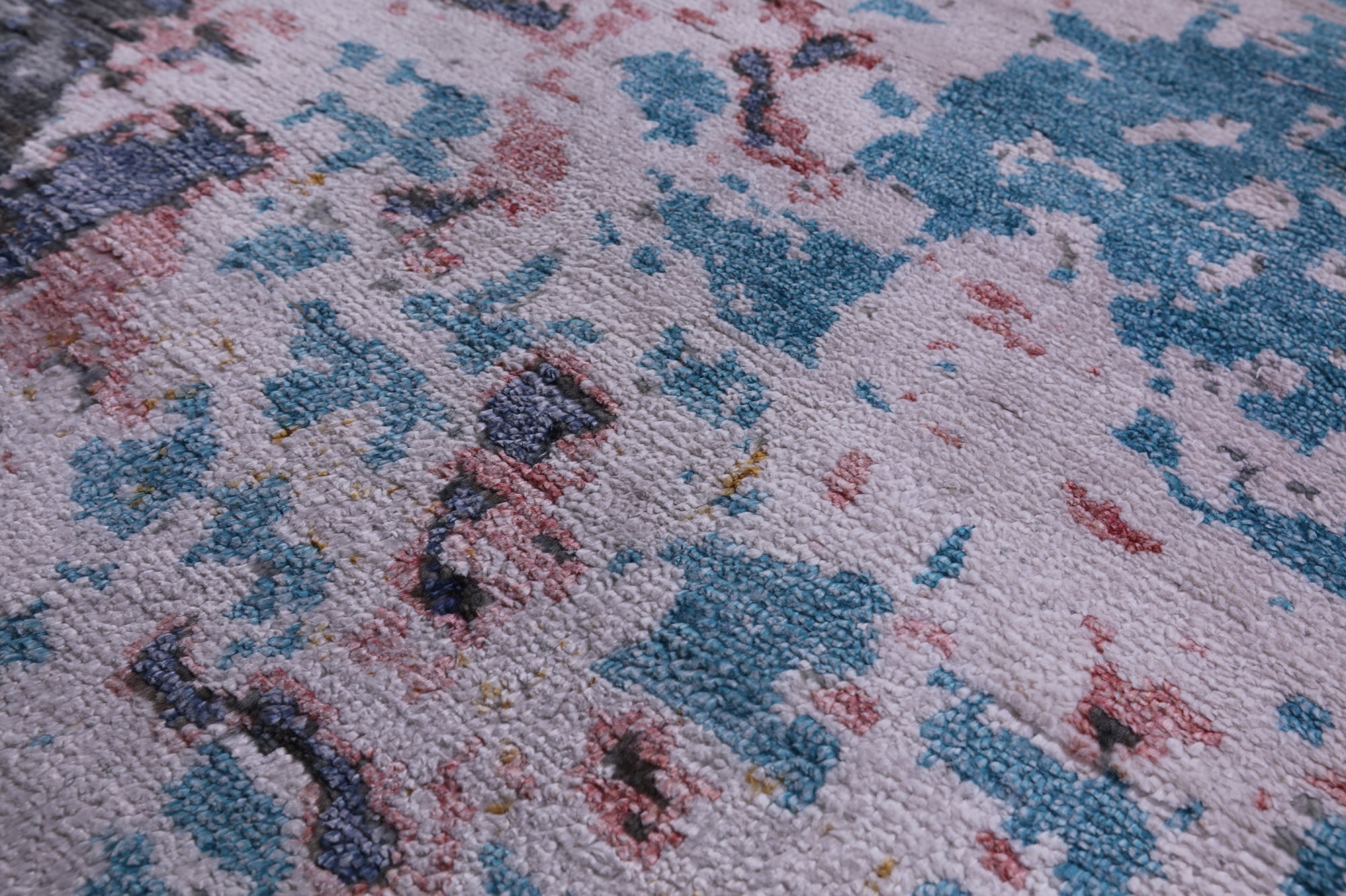 Abstract Modern Hand Knotted Wool & Silk Rug - 8' 0" X 10' 3" - Golden Nile