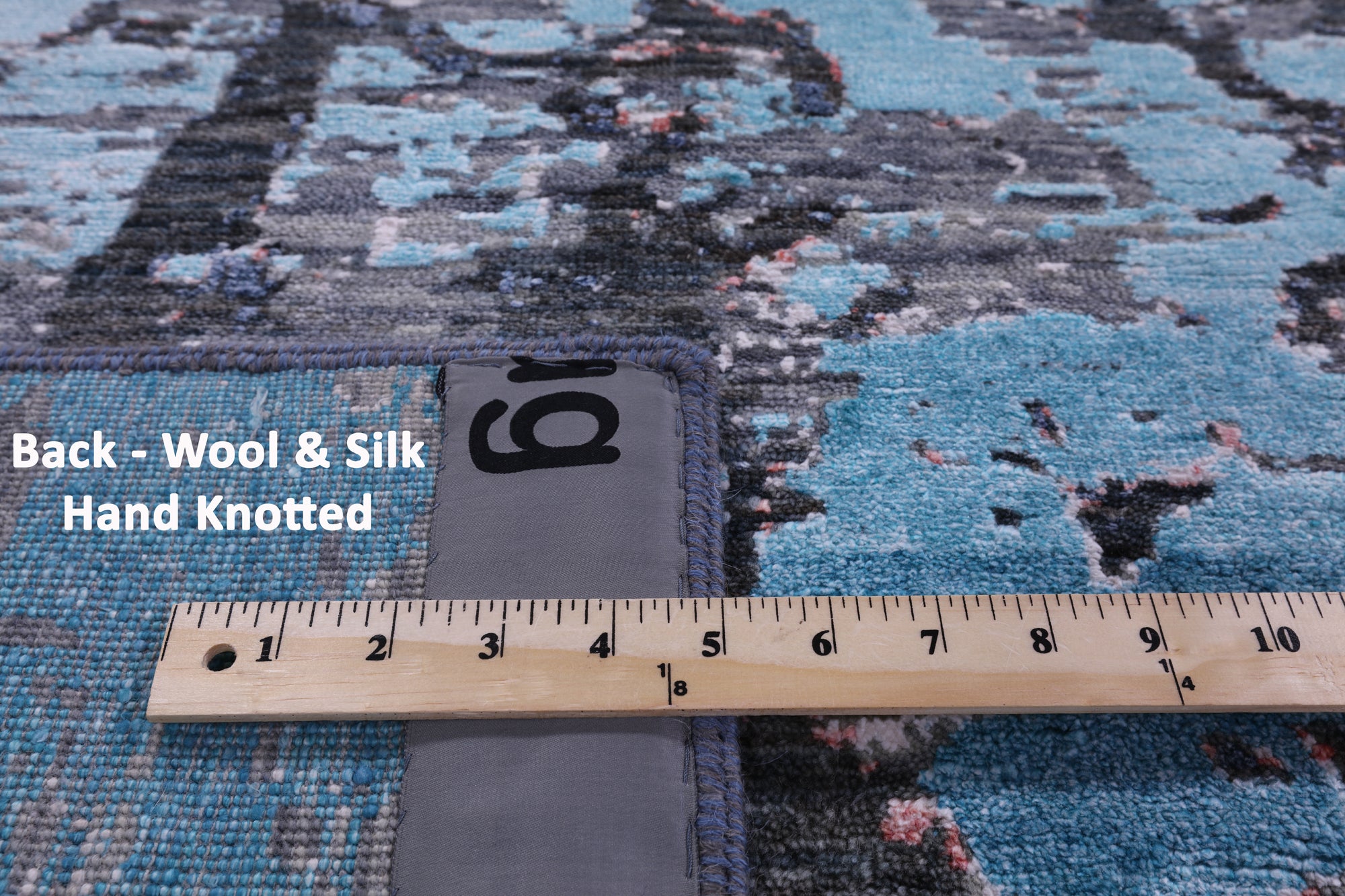 Abstract Modern Hand Knotted Wool & Silk Rug - 8' 0" X 10' 3" - Golden Nile