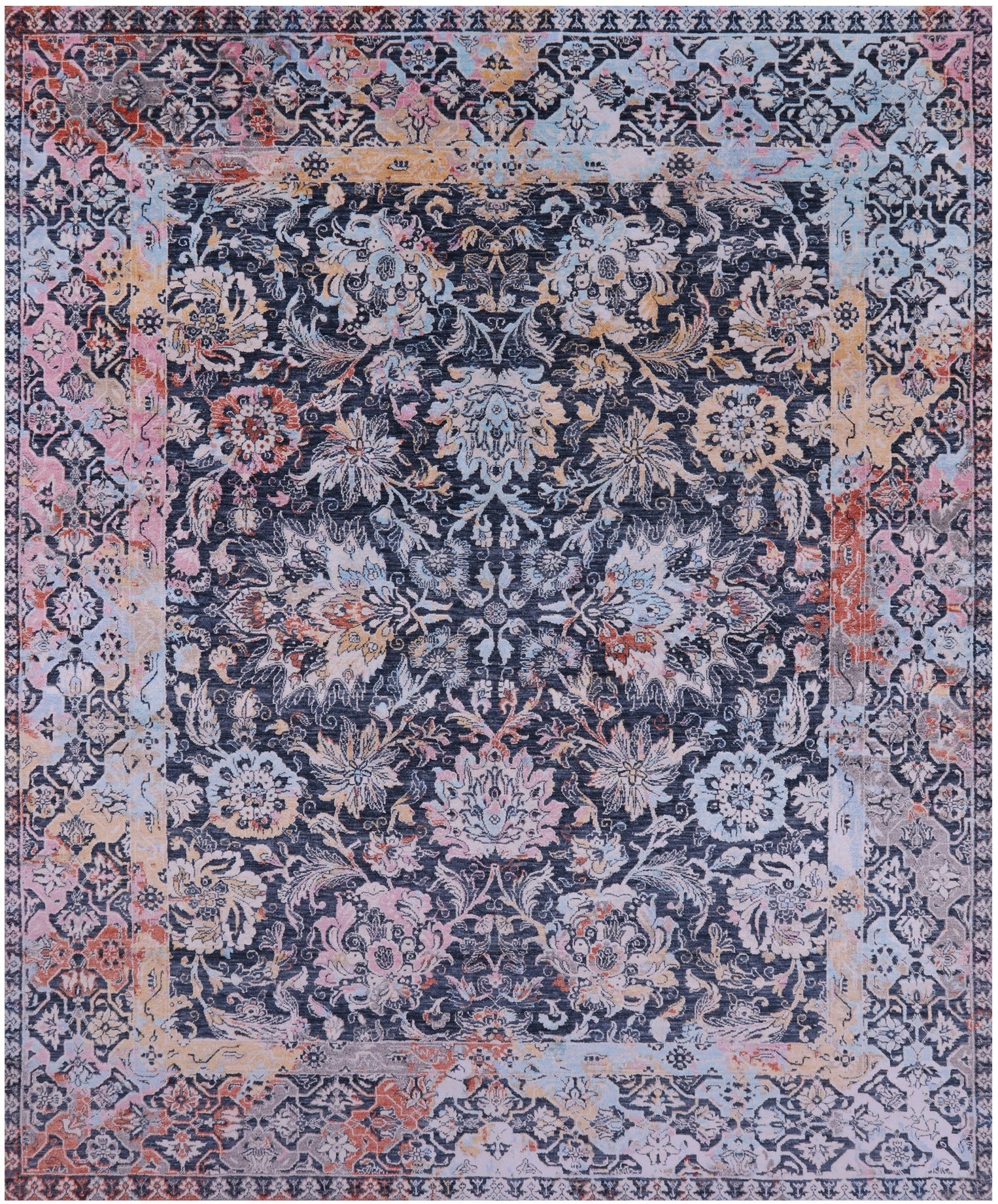 Persian Hand Knotted Wool & Silk Rug - 7' 11" X 9' 9" - Golden Nile