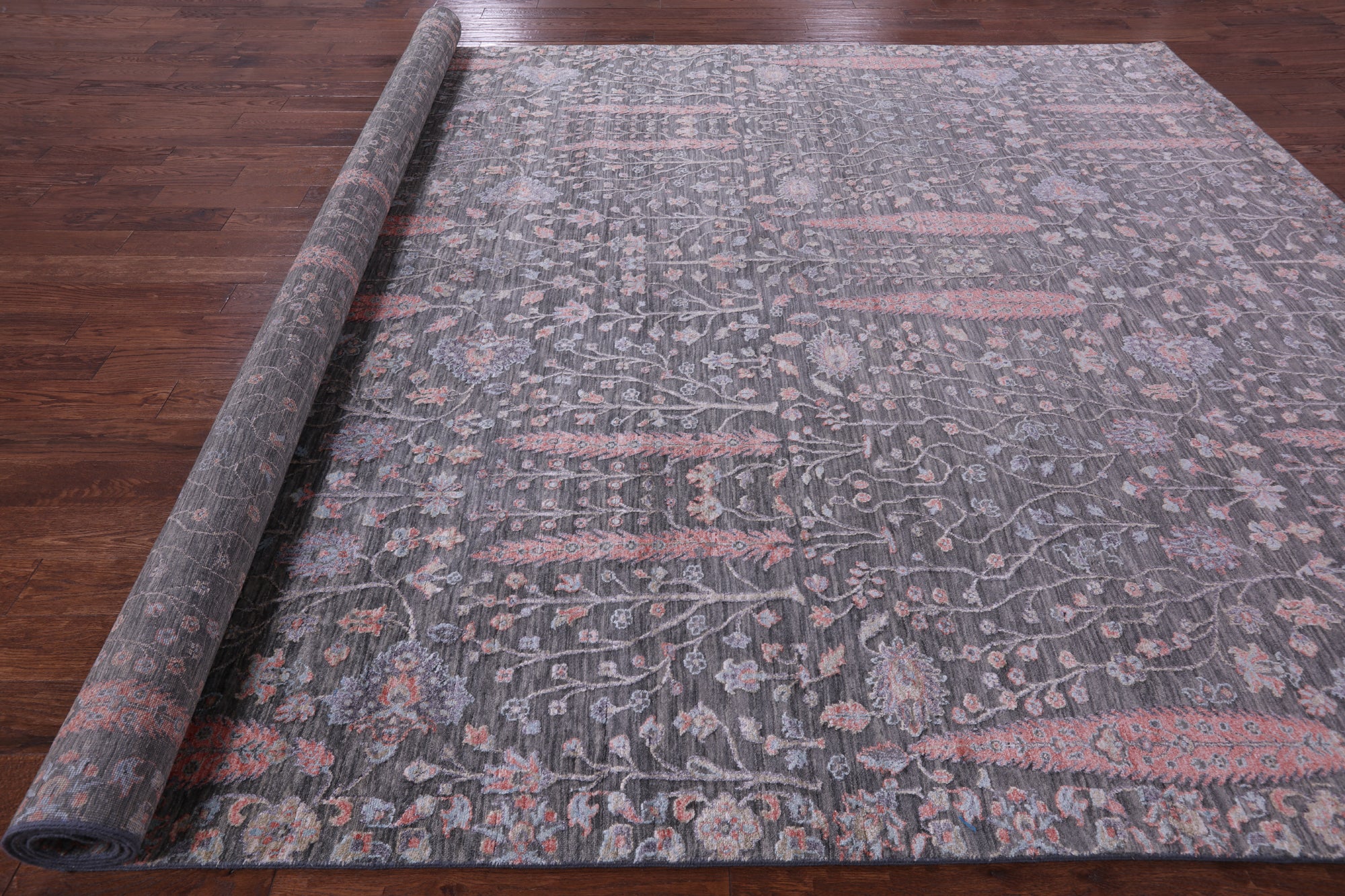 Grey Persian Ziegler Hand Knotted Wool & Silk Rug - 9' 11" X 14' 2" - Golden Nile